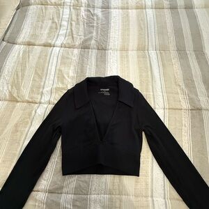 Garage Black V-Neck Cropped Top